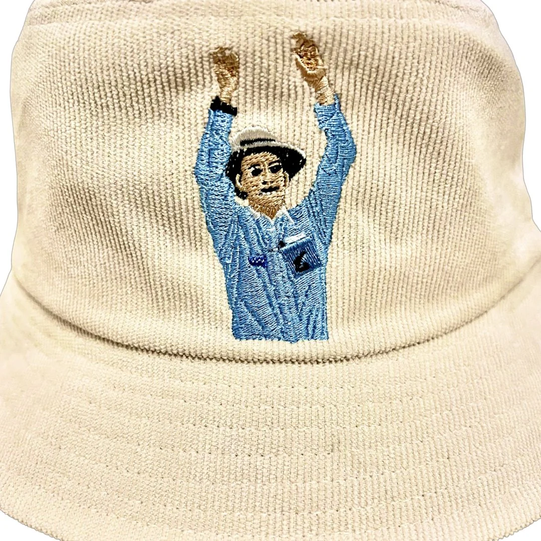 Billy Bowden 6 Runs - Cream Cord Bucket Hat - Image 5